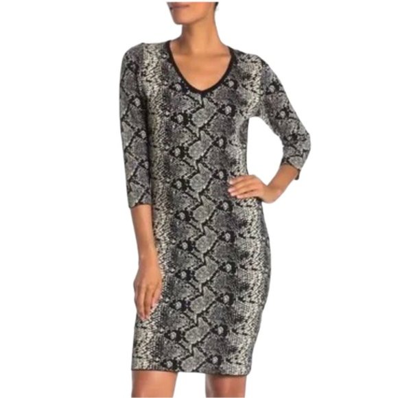Nanette Lepore Sweater Dress Medium Snake Animal Print Neutral - Picture 14 of 14